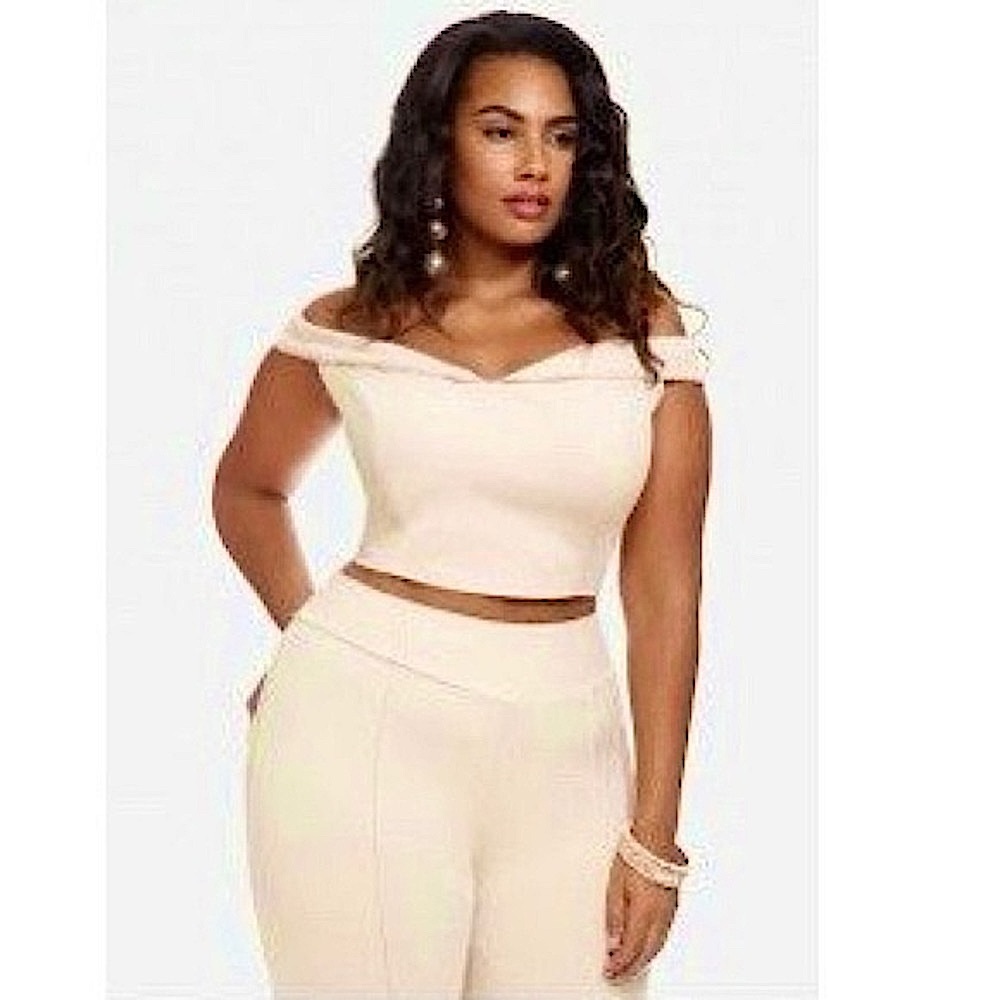 Fashion to Figure Kyra Off Shoulder Crop Top Blouse